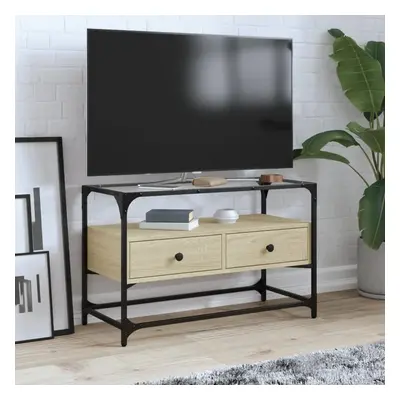 TV skříňka se skleněnou deskou dub sonoma 80x35x51 cm kompozit