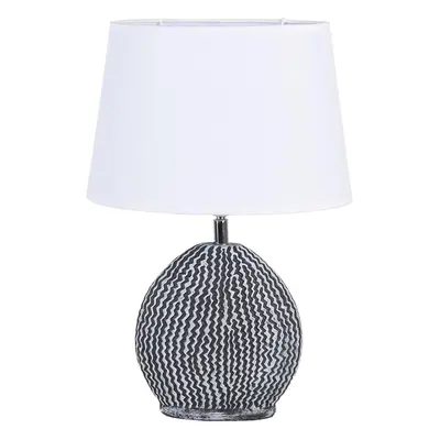 Keramická lampa šedá s bílým kloboukem 38 cm