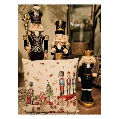 Bílo-červený povlak na polštář s Louskáčky Nutcrackers - 45*45 cm