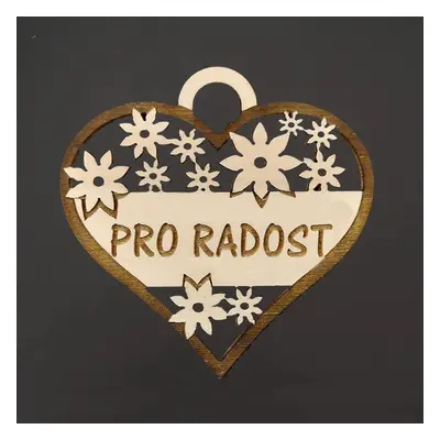 AMADEA Dřevěné srdce s textem "pro radost", 7 cm, český výrobek