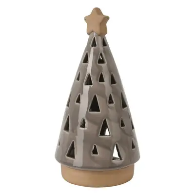 Porcelánový svícen na čajovou svíčku Christmas tree hnědá, 10 x 20 cm