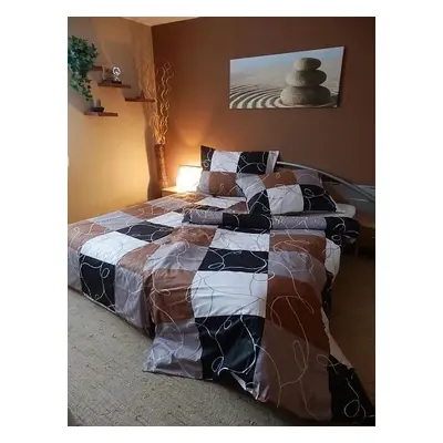 Bavlněné povlečení Šachy hnědé Zapínání: knoflík, Velikost polštáře: 70x90, Velikost přikrývky: 