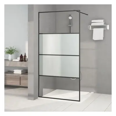 Sprchová zástěna walk-in černá 100x195 cm napůl mléčné ESG sklo