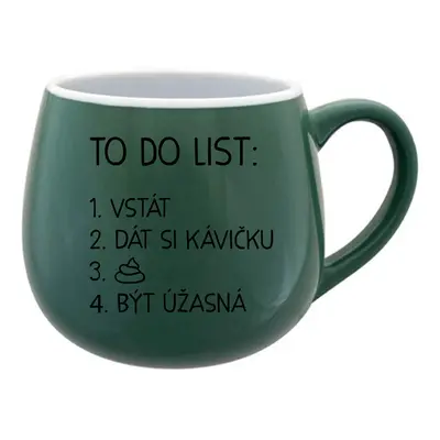 TO DO LIST: BÝT ÚŽASNÁ - zelený keramický hrníček 300 ml