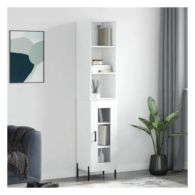 Skříň highboard bílá s vysokým leskem 34,5x34x180 cm kompozit