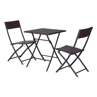 Outsunny polyratanový bistro set pro 2 osoby, ratanový zahradní nábytek, hnědý, ideální na balko