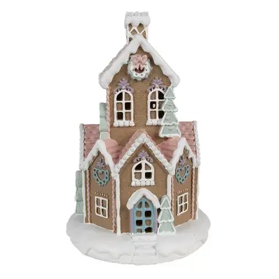 Hnědá svítící perníková chaloupka Gingerbread House - Ø 14*22 cm / 3*AAA