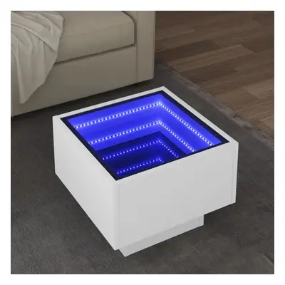 Odkládací stolek s LED bílý 40 x 40 x 30 cm kompozitní dřevo