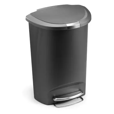 Pedálový odpadkový koš Simplehuman – 50 l, půlkulatý, plast, šedý