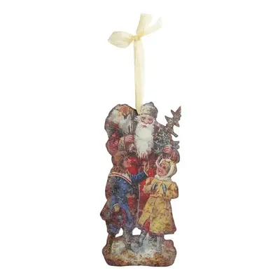 Vánoční kovová závěsná dekorace Santa Vintage - 15*30 cm