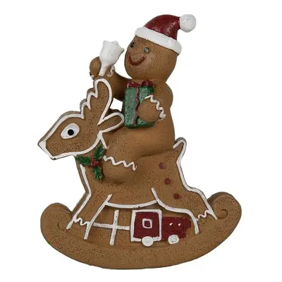 Vánoční dekorace Perníček na houpacím jelínkovi Gingerbread - 11*5*12 cm