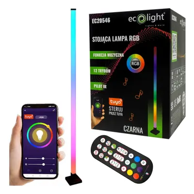 ECOLIGHT LED RGB stojací lampa TUYA, černá + dálkový ovladač