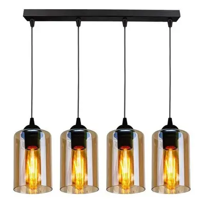 Černé závěsné svítidlo se skleněným stínidlem 10x65 cm Bistro – Candellux Lighting