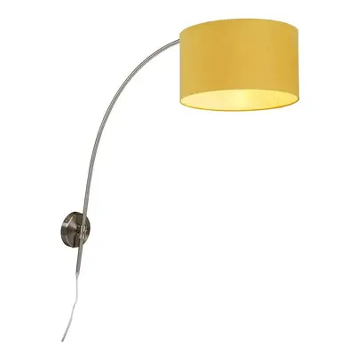 Nástěnná oblouková lampa z oceli s odstínem žluté 35/35/20 nastavitelná