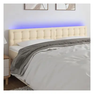 Čelo postele s LED krémové 200x5x78/88 cm textil