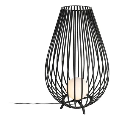 Designová stojací lampa černá sopalovým sklem 110 cm IP44 - Angela