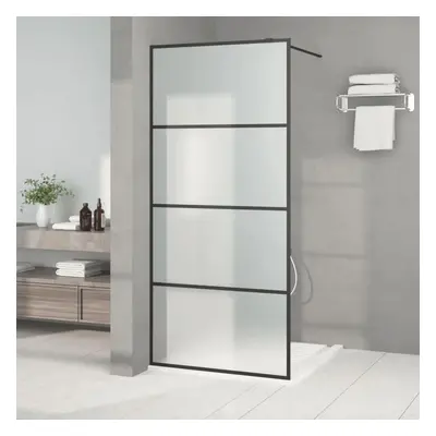 Sprchová zástěna walk-in černá 90 x 195 cm mléčné ESG sklo