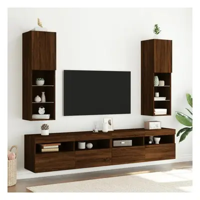 TV skříňky s LED osvětlením 2 ks hnědý dub 30,5 x 30 x 102 cm