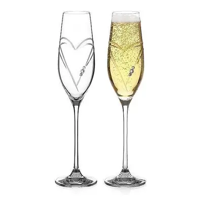 Diamante Swarovski Sklenice na sekt Hearts 210 ml, 2 ks