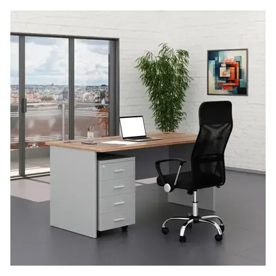 Sestava kancelářského nábytku SimpleOffice 1, 160 cm, šedá / ořech vlašský