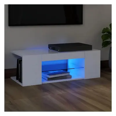 TV skříňka s LED osvětlením bílá 90 x 39 x 30 cm