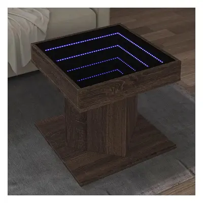 Konferenční stolek s LED hnědý dub 50x50x45 cm kompozitní dřevo