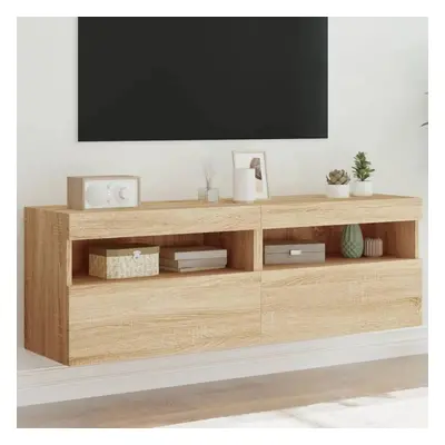 Nástěnné TV skříňky s LED osvětlením 2 ks dub sonoma 60x30x40cm