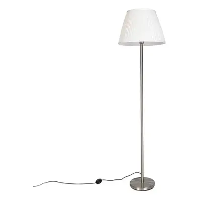 Moderní stojací lampa z oceli s bílým skládaným stínidlem 45 cm - Simplo