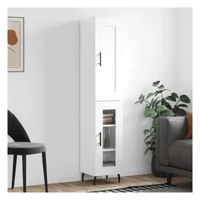 Skříň highboard bílá s vysokým leskem 34,5x34x180 cm kompozit