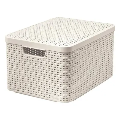 Krémový plastový úložný box s víkem 33x44,5x25 cm Style – Curver