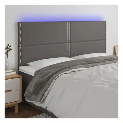 Čelo postele s LED šedé 180x5x118/128 cm umělá kůže