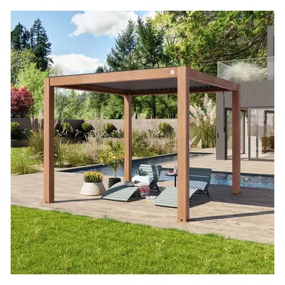 PRIMEYARD Pergola Deluxe 3x3 m, lamelová střecha, imitace dřeva - (400115)