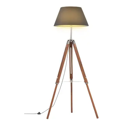 Stojací lampa stativ medově hnědá a černá masivní teak 141 cm