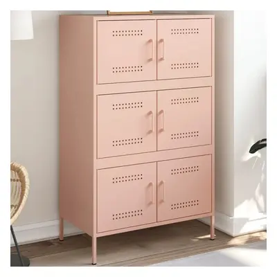 Skříň highboard růžová 68 x 39 x 113 cm ocel