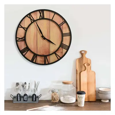 325172 vidaXL Wall Clock 39 cm Brown and Black MDF and Iron