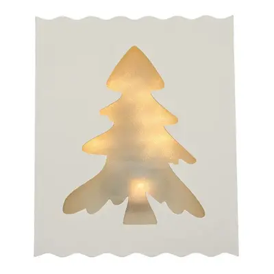 LED vánoční lampa v rámečku TREE 29,5 cm bílá