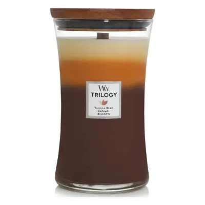 WoodWick vonná svíčka s dřevěným knotem velká Trilogy Cafe Sweets 609 g