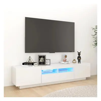 TV skříňka s LED osvětlením bílá s vysokým leskem 180x35x40 cm