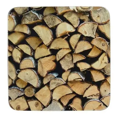 6ks pevné korkové podtácky s motivem dřeva Fireplace wood - 10*10*0,4cm