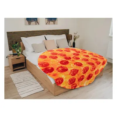 Mikroplyšová deka PIZZA 180 cm oranžovo-červená, 100% mikrovlákno