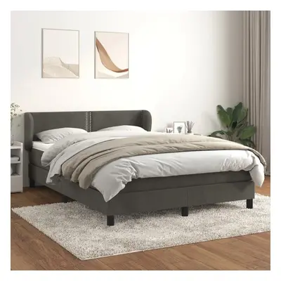 Box spring postel s matrací tmavě šedá 140x200 cm samet