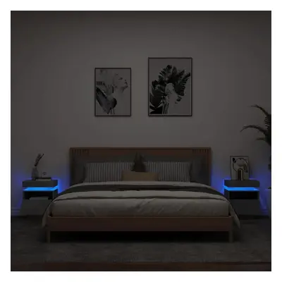 Noční stolky s LED osvětlením 2 ks betonově šedé 40x39x48,5 cm