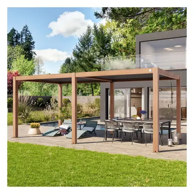 PRIMEYARD Pergola Deluxe 3x6 m, lamelová střecha, imitace dřeva - (400121)