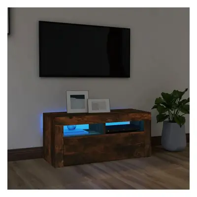 TV skříňka s LED osvětlením kouřový dub 90 x 35 x 40 cm