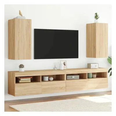 Nástěnné TV skříňky s LED 2 ks dub sonoma 30,5 x 35 x 70 cm