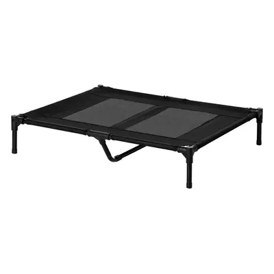 PawHut Dog Lounger Vyvýšený venkovní pelíšek a pohovka pro psy, Oxford Black, 92x76x18cm| Aosom