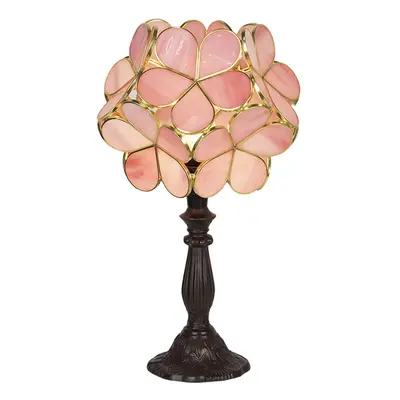 Růžová stolní lampa Tiffany Bloom - 21*21*38 cm