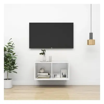 Nástěnná TV skříňka bílá lesklá 37x37x72 cm kompozitní dřevo