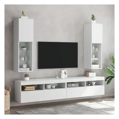 TV skříňka s LED osvětlením bílá 30,5 x 30 x 102 cm