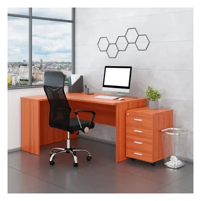 Sestava kancelářského nábytku SimpleOffice 2, 140 cm, levá, třešeň